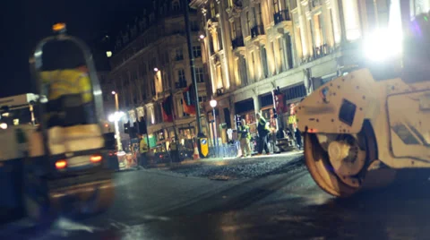 Night Road works Stock Footage 36025327