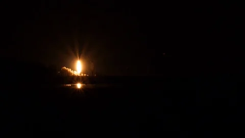 Night rocket launch from Wallops Island, Virginia HD Stock Footage 95200593