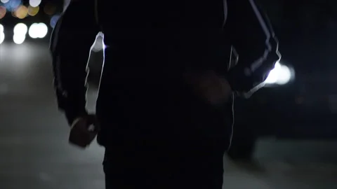 Night runner on a city streets Stock Footage 137605053