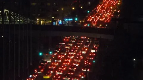 Night Rush Hour Downtown Stock Footage 10715044