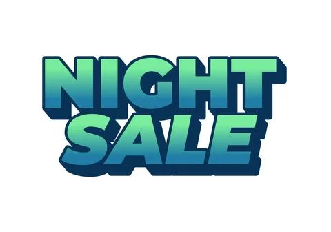 Night sale. Text effect design in 3D look with eye catching colors Stock Illustration