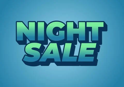 Night sale. Text effect design in 3D look with eye catching colors Stock Illustration