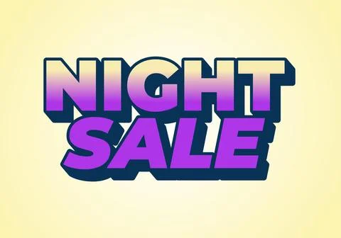 Night sale. Text effect design in 3D look with eye catching colors Stock Illustration