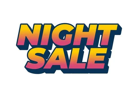 Night sale. Text effect design in 3D look with eye catching colors Stock Illustration
