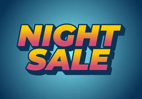 Night sale. Text effect design in 3D look with eye catching colors Stock Illustration