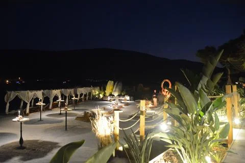 Night at sand beach Stock Photos