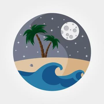 Night sandy beach. Stock Illustration