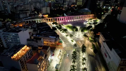Night scape of downtown district of Rio de Janeiro Brazil. Stock Footage 170401230