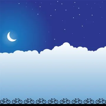 Night scene - bicycles Stock Illustration