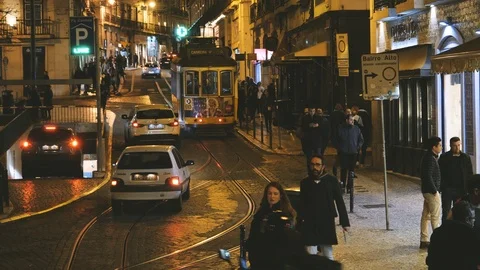 Night scene cityscape view over the Lisbon buildings Stock Footage 107627945