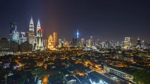 Night scene at Kuala Lumpur city skyline... | Stock Video | Pond5