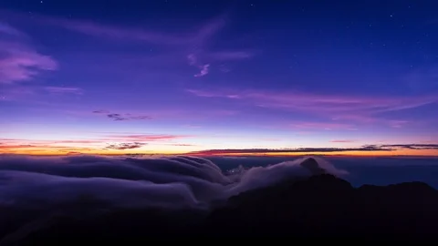Night Scene Mist Floating Over Mountains Of Doi Luang Chiang Dao Of Thailand Stock Footage 101436480
