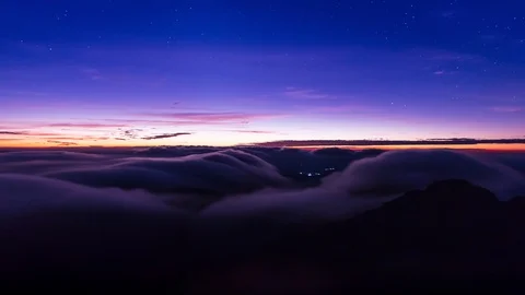 Night Scene Mist Floating Over Mountains Of Doi Luang Chiang Dao Of Thailand Stock Footage 101436557