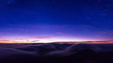 Night Scene Mist Floating Over Mountains Of Doi Luang Chiang Dao Of Thailand Stock Footage 101436640