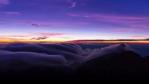 Night Scene Mist Floating Over Mountains Of Doi Luang Chiang Dao Of Thailand Stock Footage 101437327