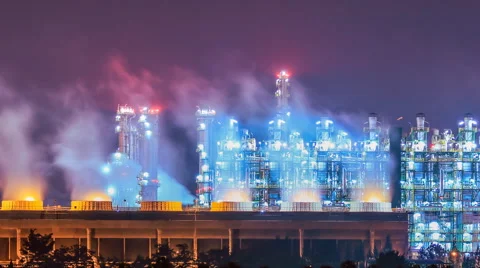 Night scene of refining plant 库存影片 40686313