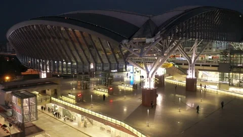 Night scene of Taichung Train Station Stock Footage 140124547