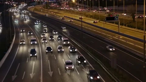Night scene time lapse of traffic and roads. Stock Footage 47229990