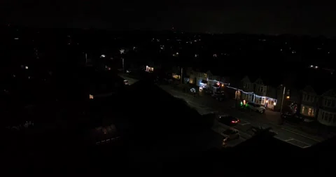 Night scene of traffic track surrounding by Residential  houses Stock Footage 170949730