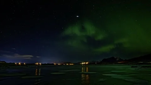 Night scene where clouds come into the frame from the left; chasing the Video stock 257860947