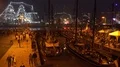 Night scenery timelapse crowds at floodgate Bremerhaven Sail city harbor event 4k or 4k+ Resolution