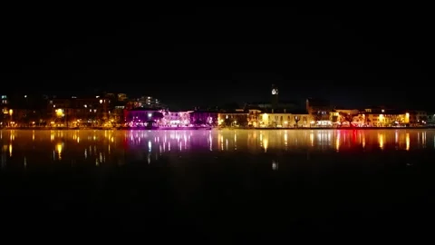 Night Scenes - Spectacular landscape with colored lights over the city Stock Footage 255508723