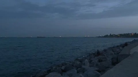 Night sea Stock Footage 12097582