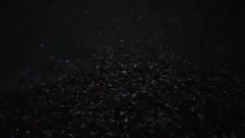 Night Sea Waves Washing Over Pebbles On Dark Beach 動画素材 346780687