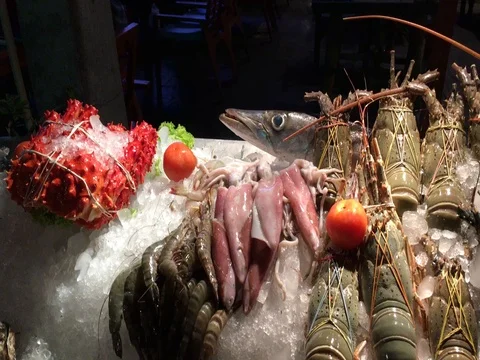Night seafood restaurant close Stock Footage 71796141