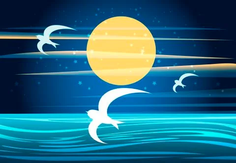 Night seascape Stock Illustration