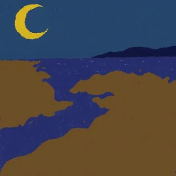 Night seaside landscape Stock Illustration