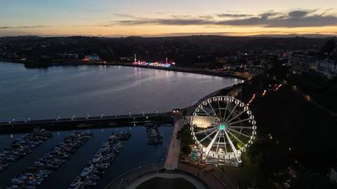 Night seaside small town Foto stock