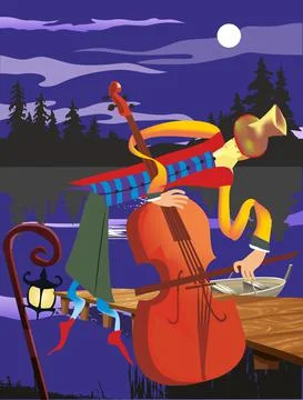 Night serenade, Stock Illustration