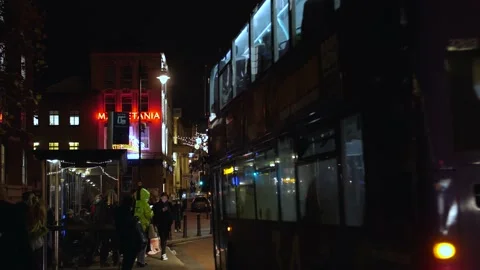Night shift labour waiting for commute bus at Bristol England Video stock 200681006