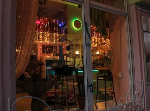 Night shop window. Stock Photos