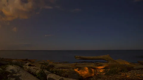 Night Shore Timelapse Stock Footage 57730125