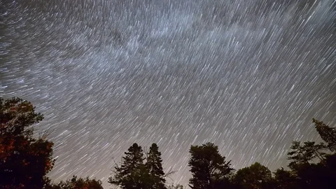 Night short star trails timelapse Stock Footage 79686042