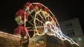 Night shot Brunswick Christmas market with illuminated antique ferris wheel 4k or 4k+ Resolution