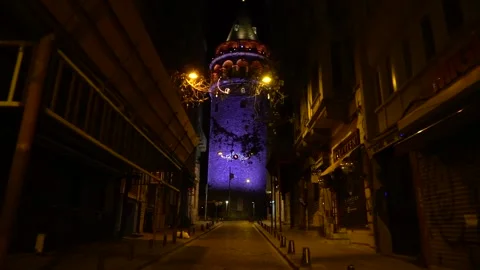 Night Shot - Galata Tower Stock Footage 169771694