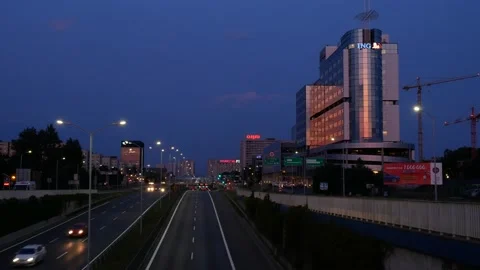 Night shot of Katowice Stock Footage 118975453