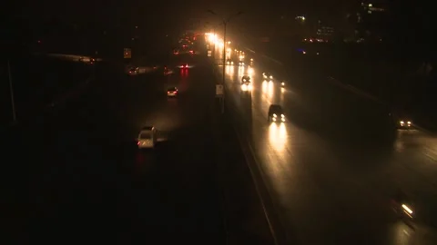 Night shot of the Road Stock Footage 141124060