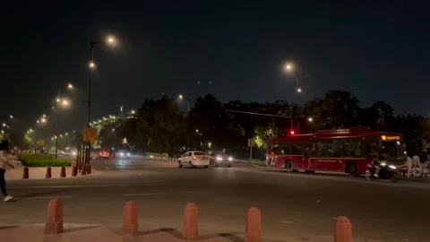 Night shot Road traffic near central Stock Video Pond5 - Main Image