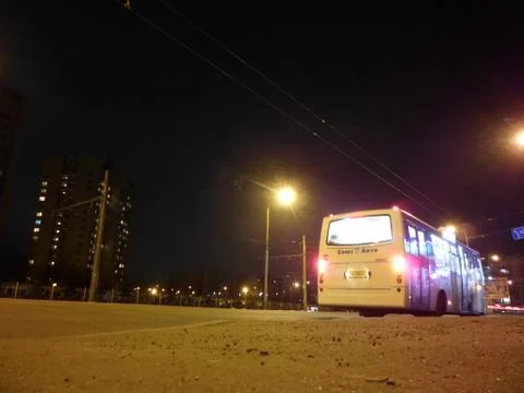 Night Shuttle bus Stock Photos