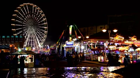 Night sight of a fairground enclosure Stock Footage 51985702