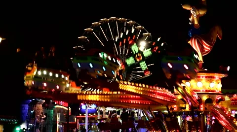 Night sight of a fairground enclosure Stock Footage 51985783