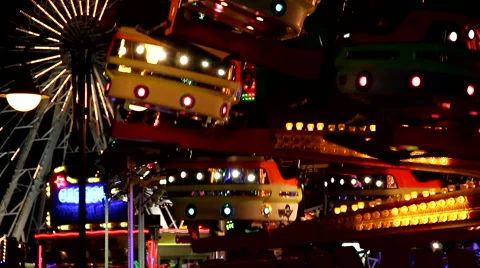 Night sight of a fairground enclosure Stock Footage 51985843
