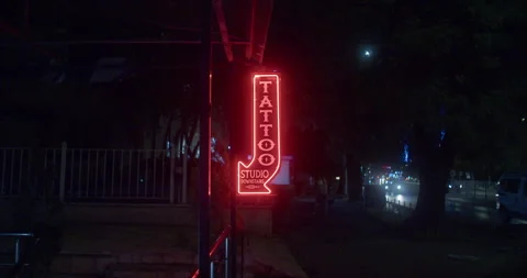 Night Sign Tattoo Studio 스톡 동영상 245558174