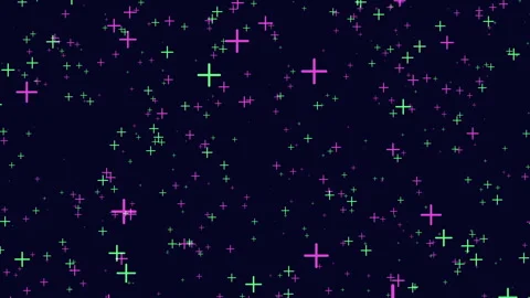 Night sky adorned with a celestial cross of vibrant green and purple stars 스톡 동영상 267054313