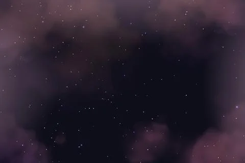 Night sky background. Black backdrop with clouds and glowing stars. Midnight Stock Illustration