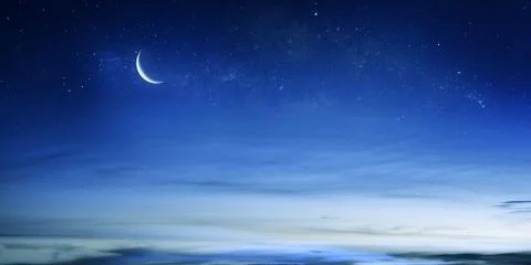 Night Sky Background with ramadan crescent Stock Photos